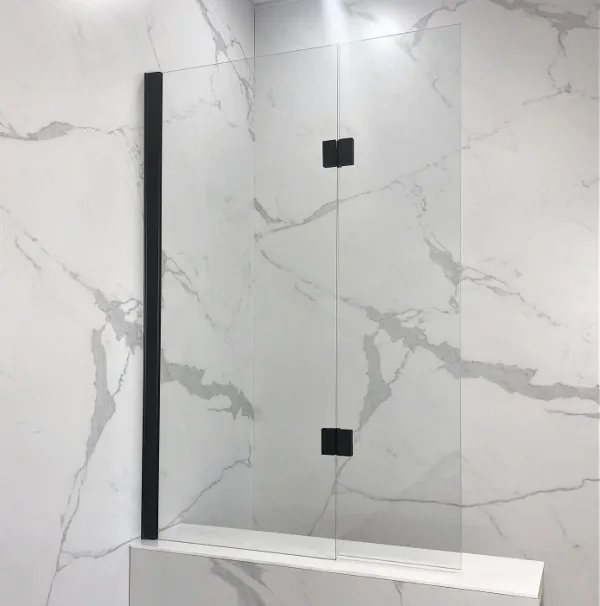 Semi-frameless folding over-bath shower screen